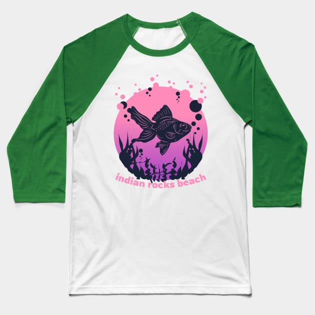 Indian Rock Beach Sunshine in a Beach with a Pink and Purple Underwater Fish Island and River T-shirt Baseball T-Shirt by AbsurdStore